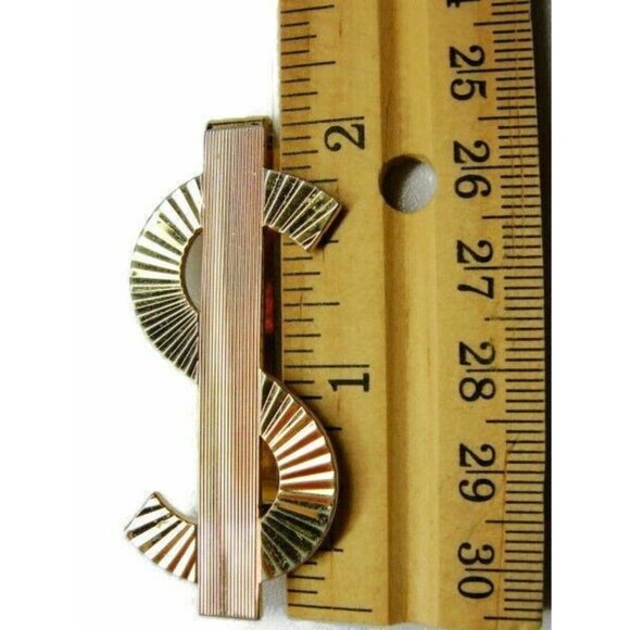 Money Clip Classic Dollar $ Sign Gold T Wallet Cash ID Credit Card Holder Vtg - Picture 4 of 5